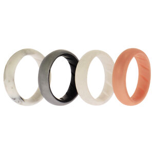 Silicone Wedding BR Solid Ring Set - Silver by ROQ for Women - 4 x 6 mm Ring